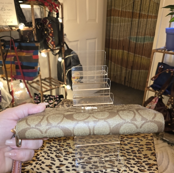 Coach Tan and Brown Signature Zip Wallet - Picture 5 of 8